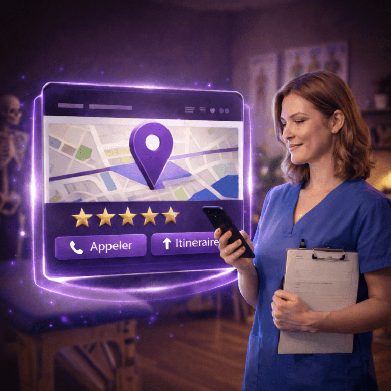 Ostéopathe consultant sa fiche Google Business Profile pour améliorer sa visibilité locale à Marseille